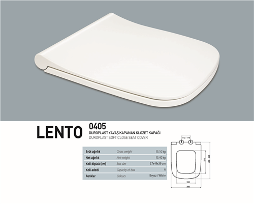 NKP LENTO YAVAŞ KAPANAN KLOZET KAPAK  (DUROPLAST)  (6pcs)